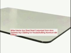 Bảng tấm Acp bên ngoài màu trắng tùy chỉnh 3mm 4mm Độ dày Acp Lớp lót cho nhà / tòa nhà Vỏ nhôm 0,18mm